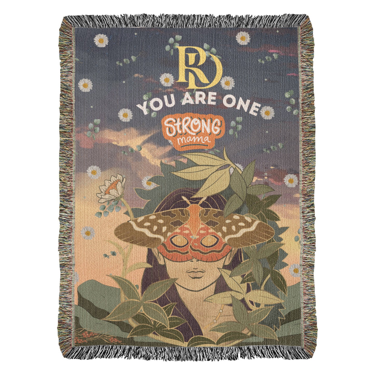 🦋 Personalized Woven Cotton Blanket, Custom Name Throw, 100% Cotton Fringe Blanket, Unique Gift Made in USA