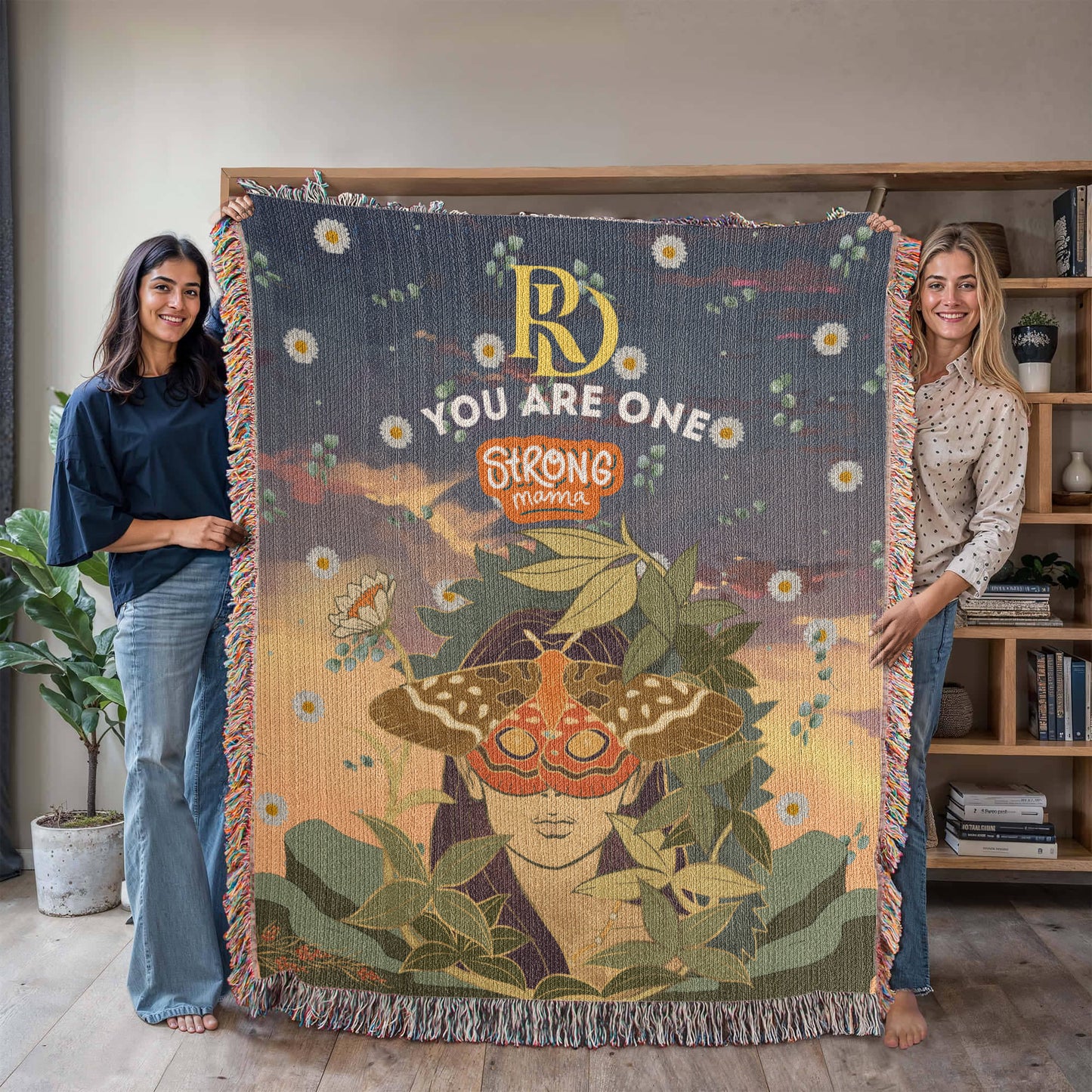 🦋 Personalized Woven Cotton Blanket, Custom Name Throw, 100% Cotton Fringe Blanket, Unique Gift Made in USA