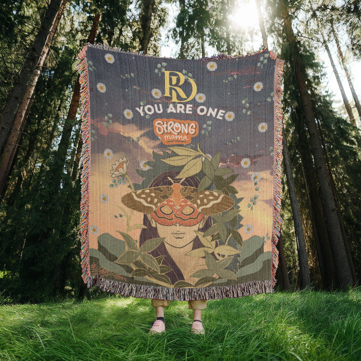 🦋 Personalized Woven Cotton Blanket, Custom Name Throw, 100% Cotton Fringe Blanket, Unique Gift Made in USA