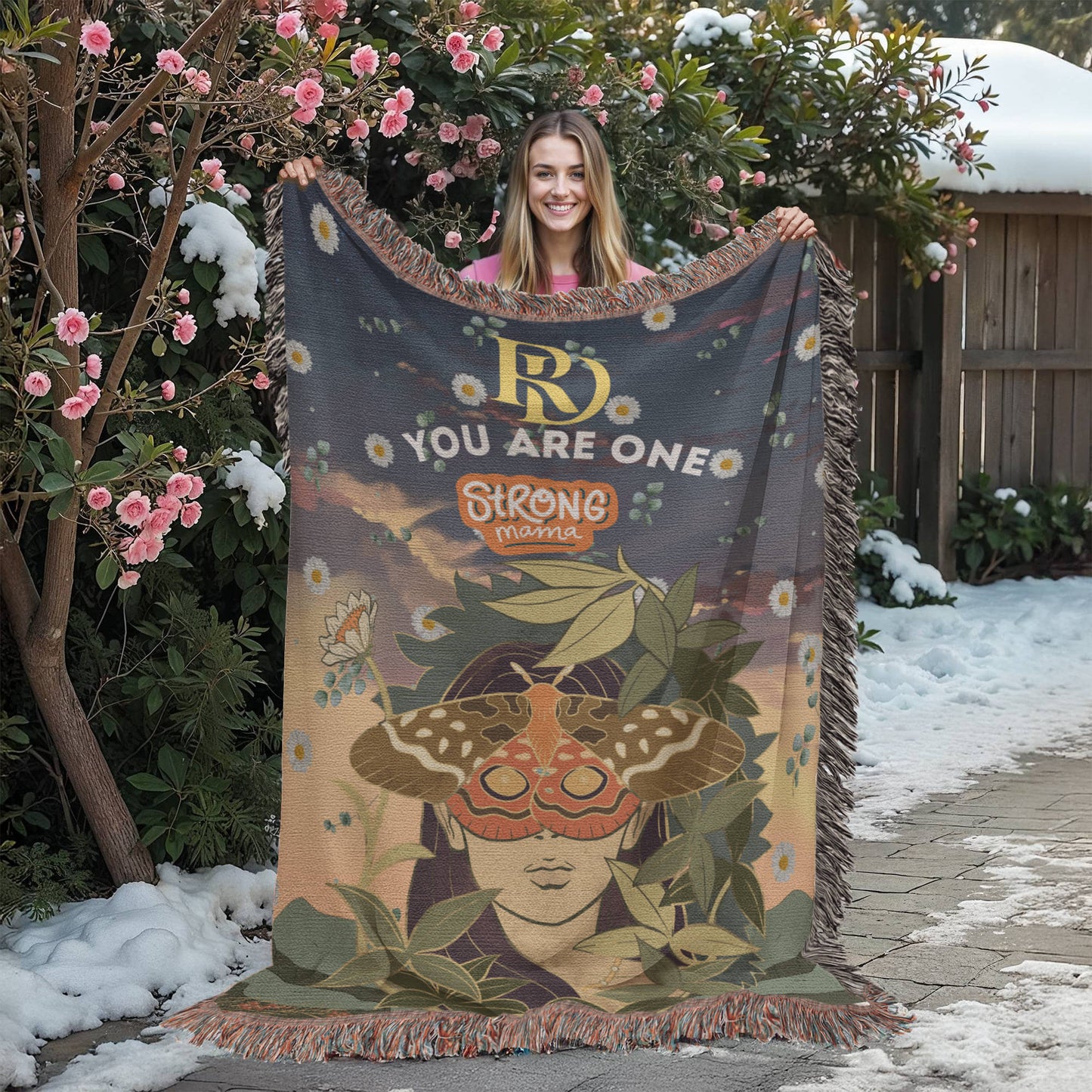 🦋 Personalized Woven Cotton Blanket, Custom Name Throw, 100% Cotton Fringe Blanket, Unique Gift Made in USA