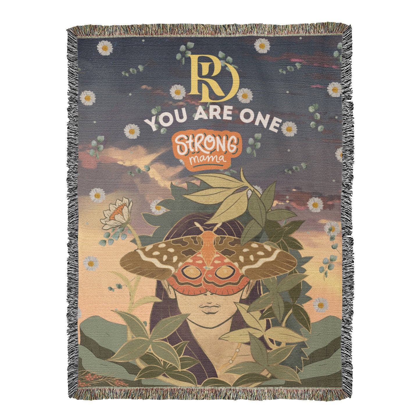 🦋 Personalized Woven Cotton Blanket, Custom Name Throw, 100% Cotton Fringe Blanket, Unique Gift Made in USA